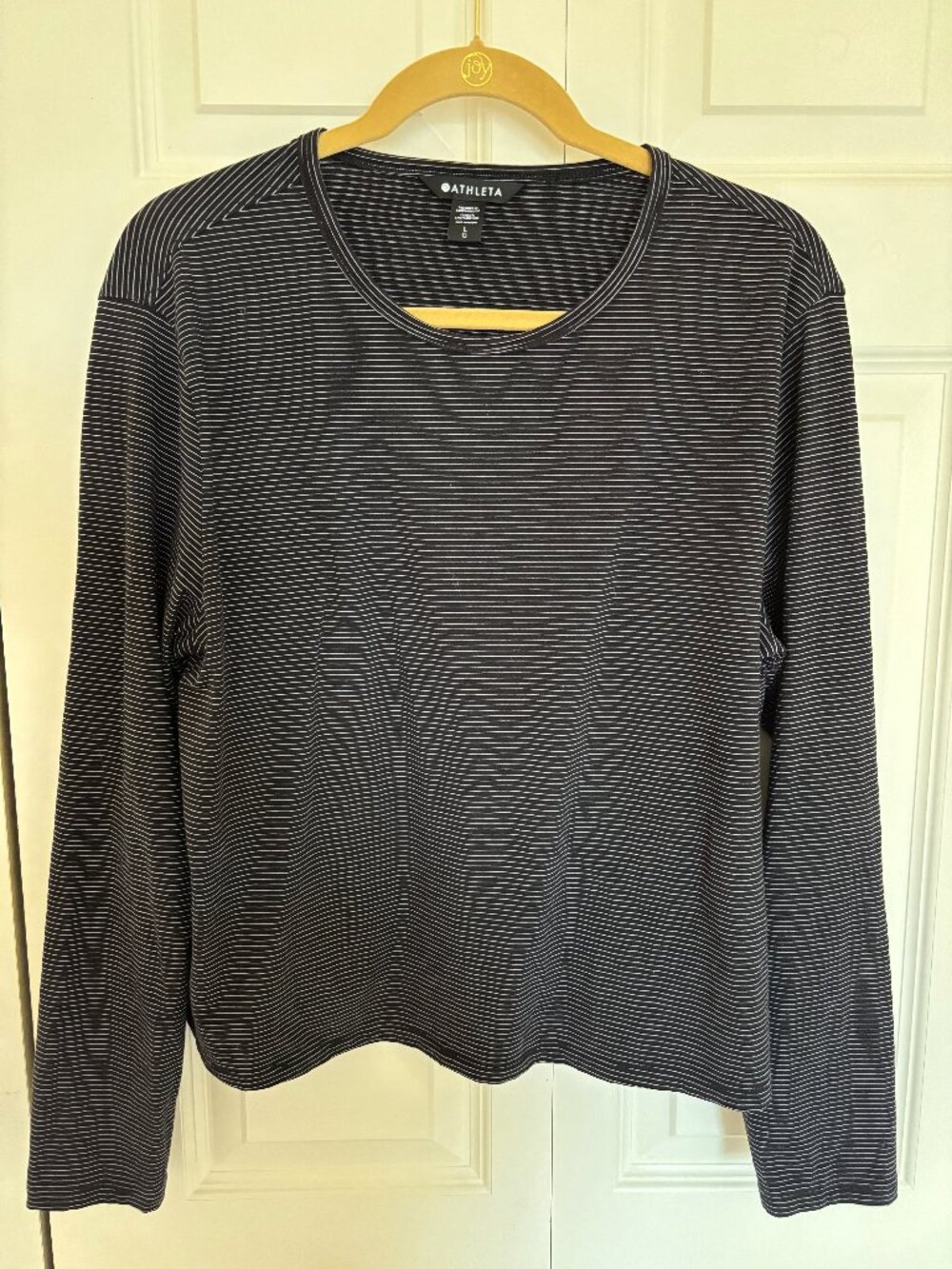 Athleta Women's Essential Long Sleeve Top Size L Black Stripe